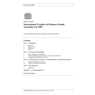 International Transfer of Prisoners (South Australia) Act 1998