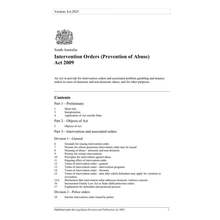 Intervention Orders (Prevention of Abuse) Act 2009