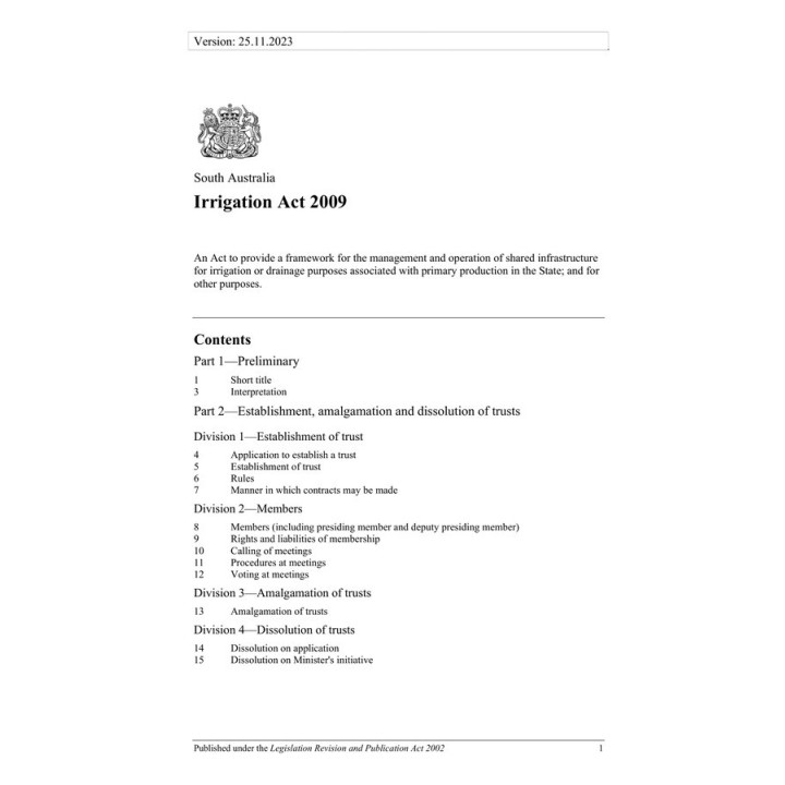 Irrigation Act 2009