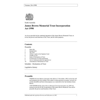 James Brown Memorial Trust Incorporation Act 1990
