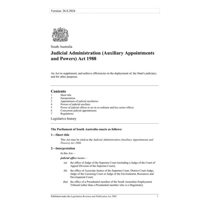 Judicial Administration (Auxiliary Appointments and Powers) Act 1988