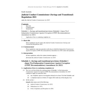 Judicial Conduct Commissioner (Savings and Transitional) Regulations 2021