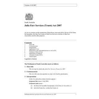 Julia Farr Services (Trusts) Act 2007