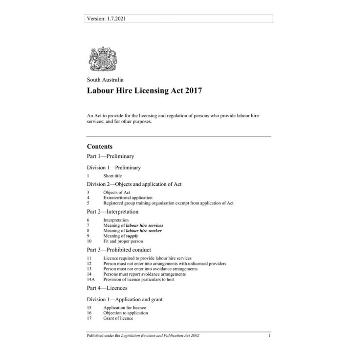 Labour Hire Licensing Act 2017