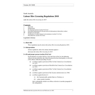 Labour Hire Licensing Regulations 2018