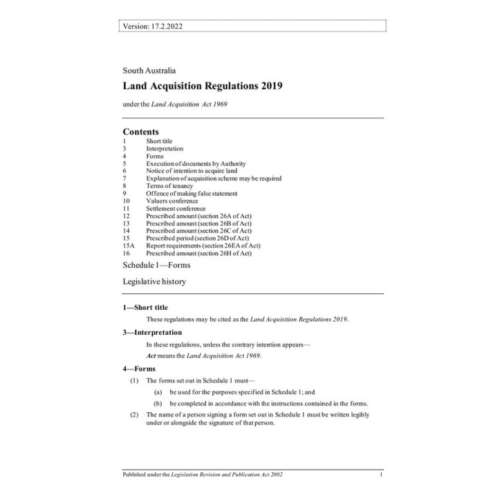 Land Acquisition Regulations 2019