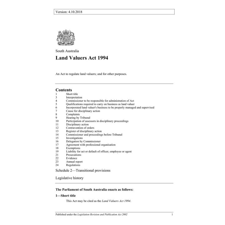 Land Valuers Act 1994