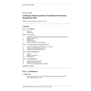 Landscape South Australia (Transitional Provisions) Regulations 2019