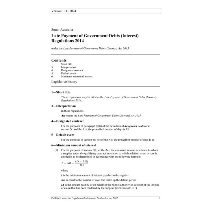 Late Payment of Government Debts (Interest) Regulations 2014