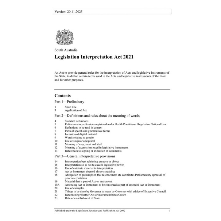 Legislation Interpretation Act 2021