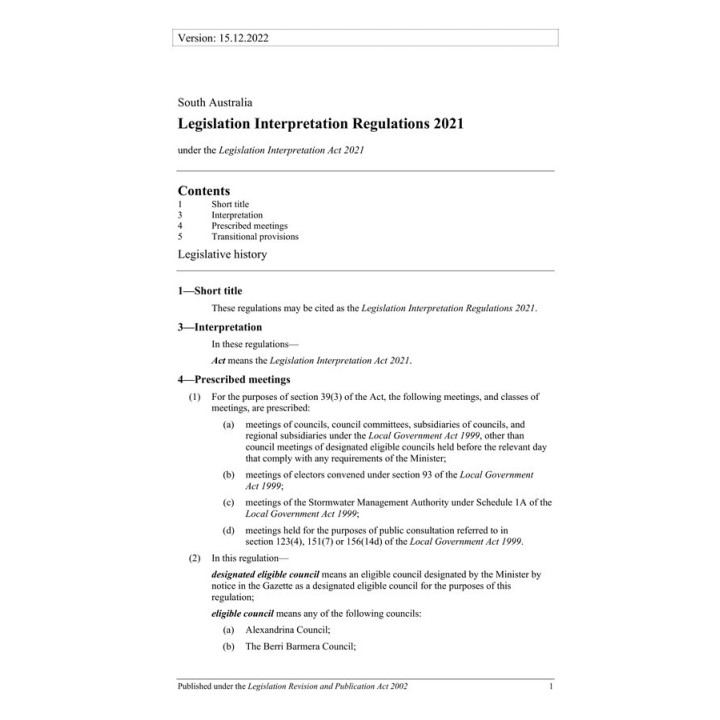 Legislation Interpretation Regulations 2021