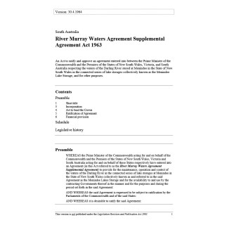 River Murray Waters Agreement Supplemental Agreement Act 1963