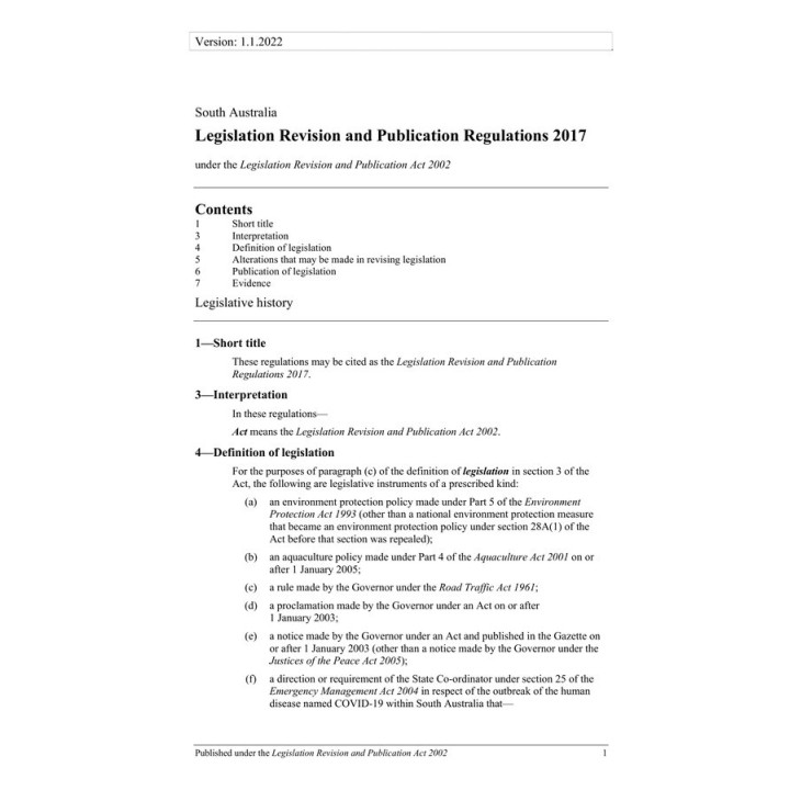 Legislation Revision and Publication Regulations 2017