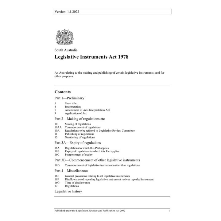 Legislative Instruments Act 1978