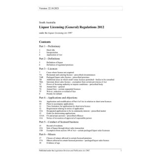 Liquor Licensing (General) Regulations 2012