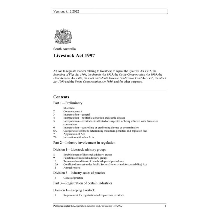 Livestock Act 1997