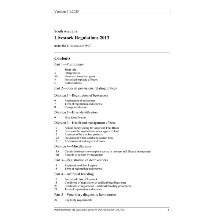 Livestock Regulations 2013