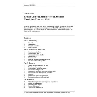 Roman Catholic Archdiocese of Adelaide Charitable Trust Act 1981