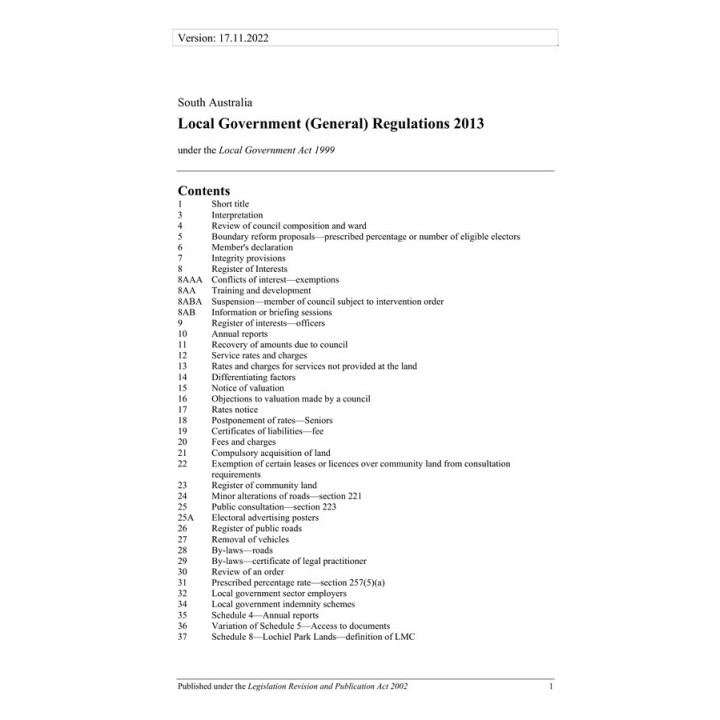Local Government (General) Regulations 2013