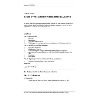 Roxby Downs (Indenture Ratification) Act 1982
