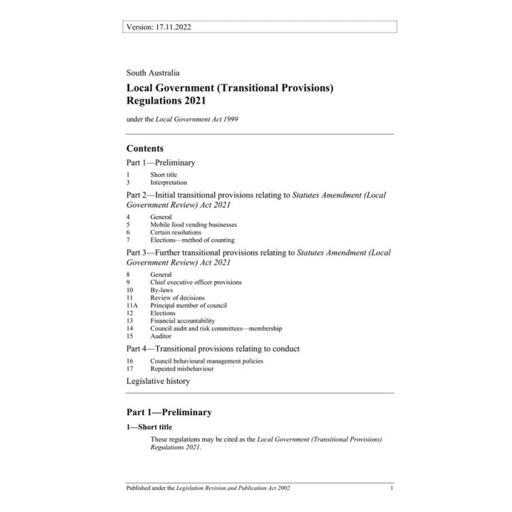 Local Government (Transitional Provisions) Regulations 2021
