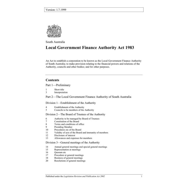 Local Government Finance Authority Act 1983