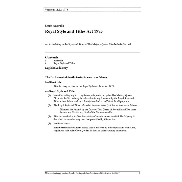 Royal Style and Titles Act 1973