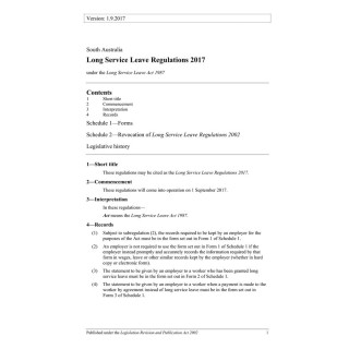 Long Service Leave Regulations 2017