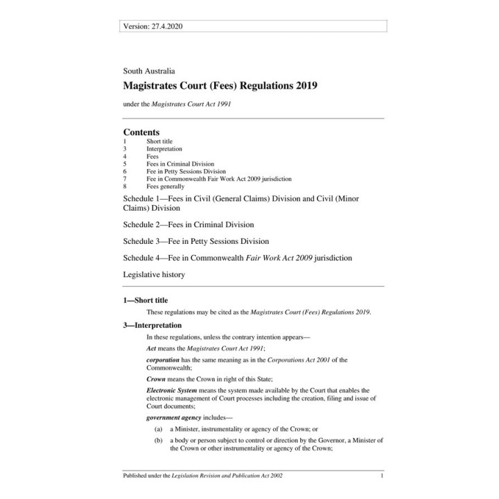 Magistrates Court (Fees) Regulations 2019