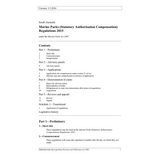 Marine Parks (Statutory Authorisation Compensation) Regulations 2015