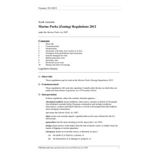 Marine Parks (Zoning) Regulations 2012