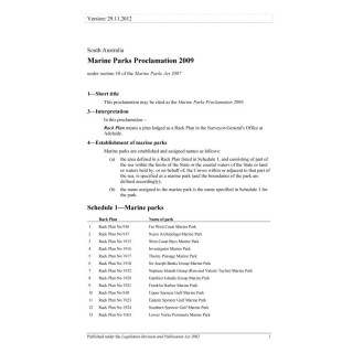 Marine Parks Proclamation 2009