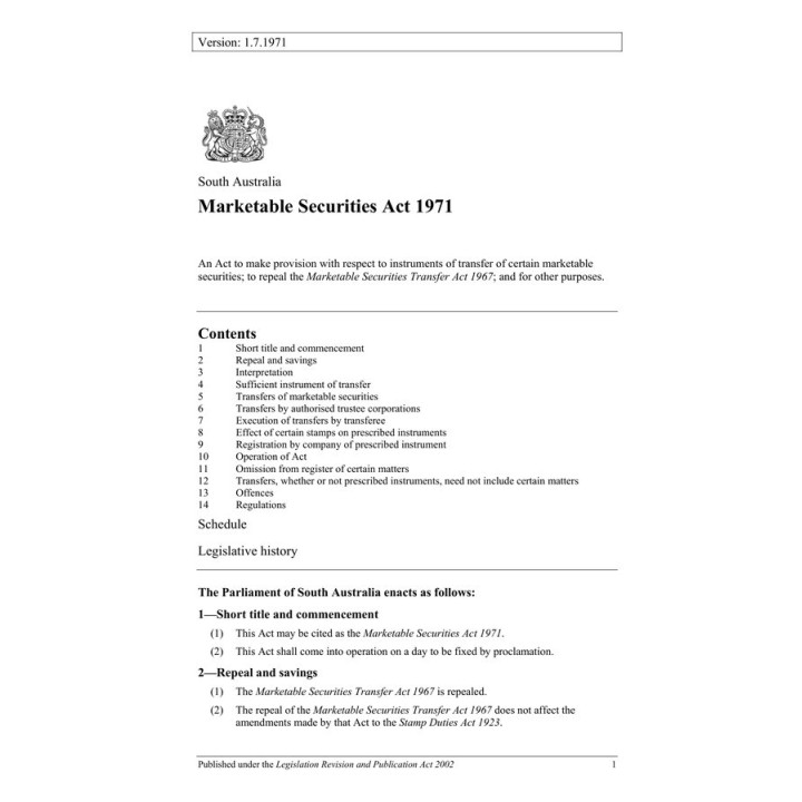 Marketable Securities Act 1971