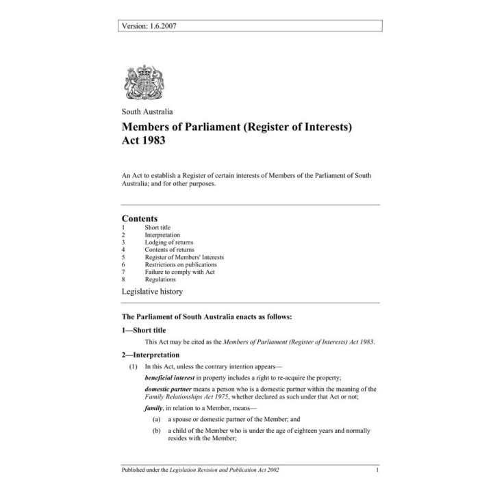 Members of Parliament (Register of Interests) Act 1983