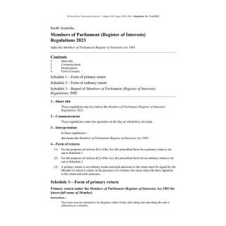Members of Parliament (Register of Interests) Regulations 2023