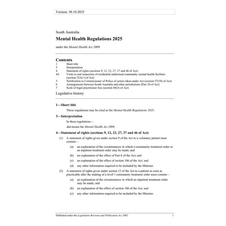 Mental Health Regulations 2025
