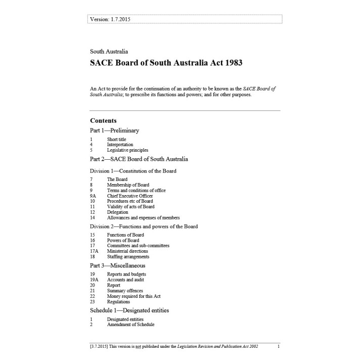 SACE Board of South Australia Act 1983