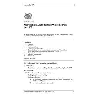 Metropolitan Adelaide Road Widening Plan Act 1972