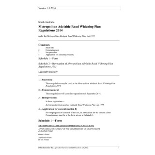 Metropolitan Adelaide Road Widening Plan Regulations 2014