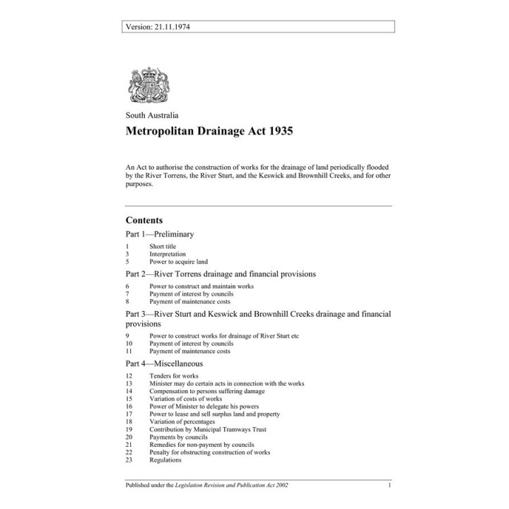 Metropolitan Drainage Act 1935