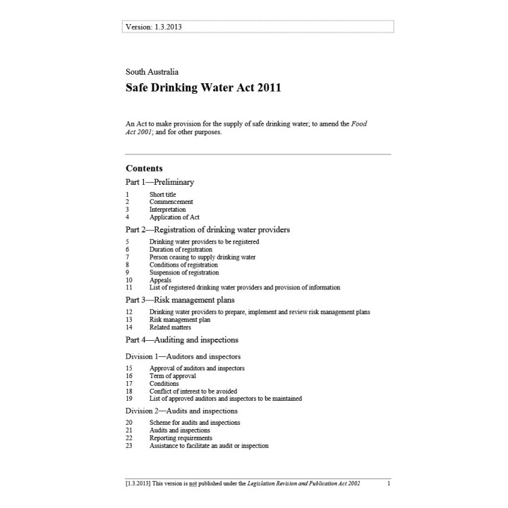 Safe Drinking Water Act 2011