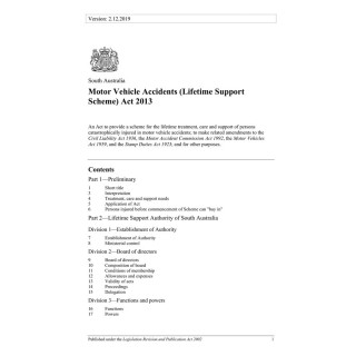 Motor Vehicle Accidents (Lifetime Support Scheme) Act 2013