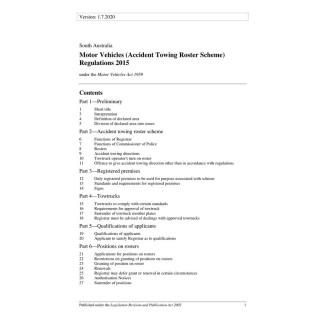 Motor Vehicles (Accident Towing Roster Scheme) Regulations 2015