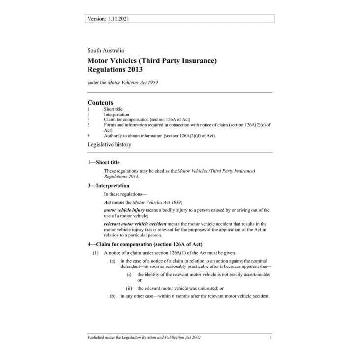 Motor Vehicles (Third Party Insurance) Regulations 2013