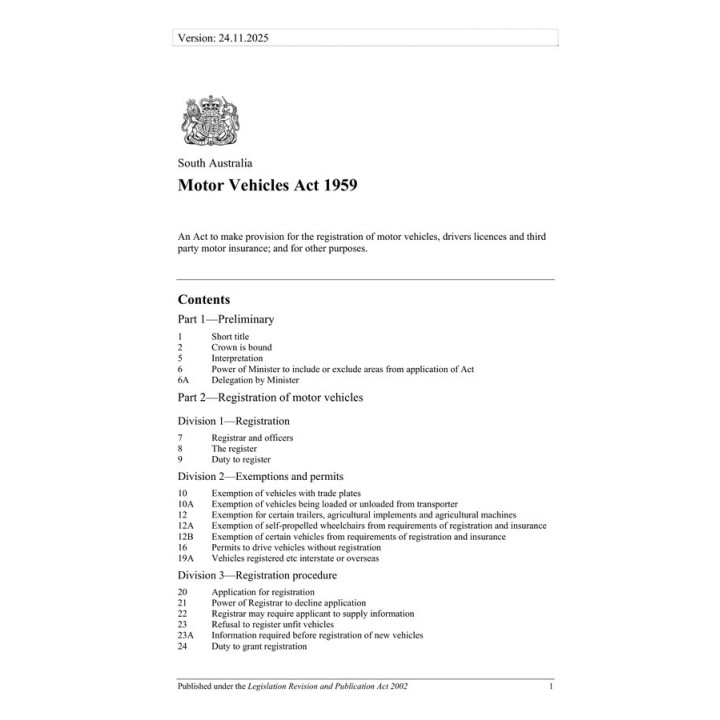 Motor Vehicles Act 1959