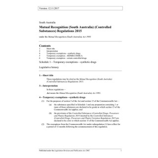 Mutual Recognition (South Australia) (Controlled Substances) Regulations 2015