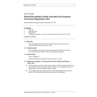 Mutual Recognition (South Australia) (Environment Protection) Regulations 2015