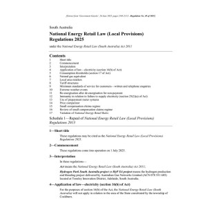 National Energy Retail Law (Local Provisions) Regulations 2025