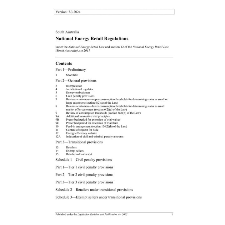 National Energy Retail Regulations