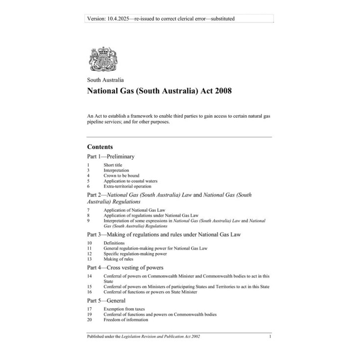National Gas (South Australia) Act 2008